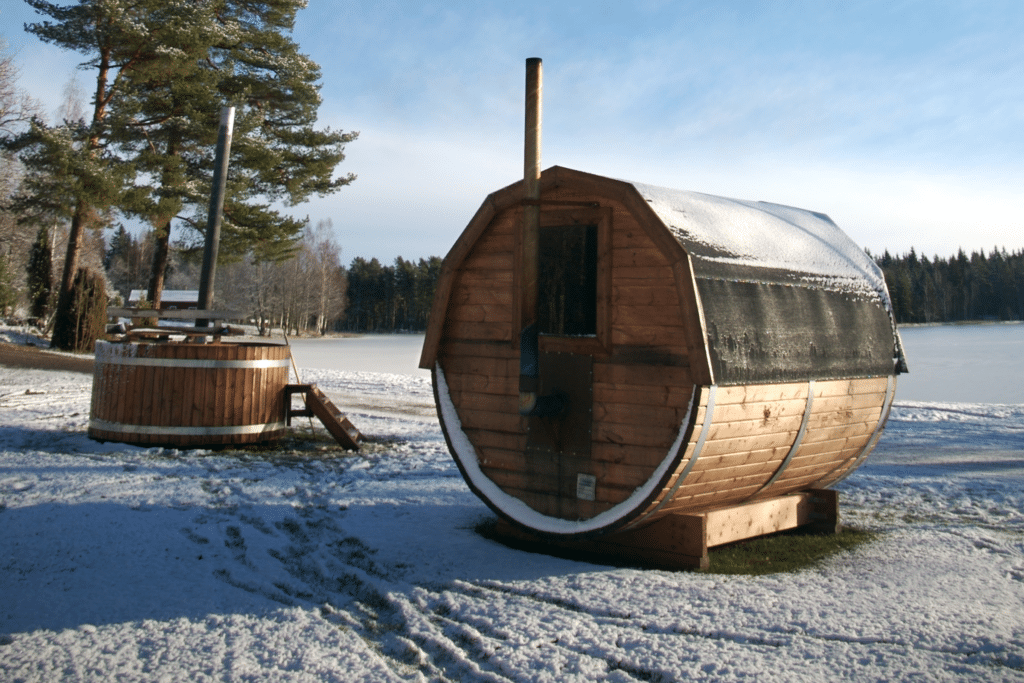 What is a Dry Sauna? A picture of a traditional Finnish sauna.